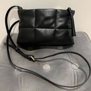 Black, quilted, leather crossbody